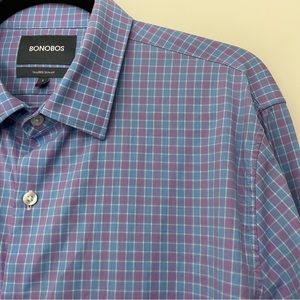 Bonobos Periwinkle Plaid Tailored Slim Fit Stretch Button Down Shirt